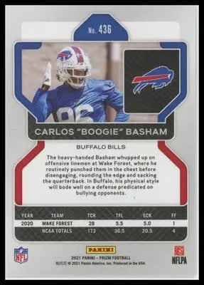 2021 Panini Prizm Carlos ’Boogie’ Basham RC Buffalo Bills 436 - Football Card Single