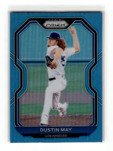 Dustin May baseball card with original gloss in 2021 Panini Prizm Carolina Blue Prizm
