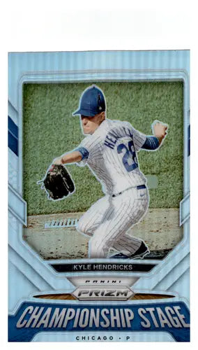 Kyle Hendricks baseball card from Panini Prizm Championship Stage Silver Prizm
