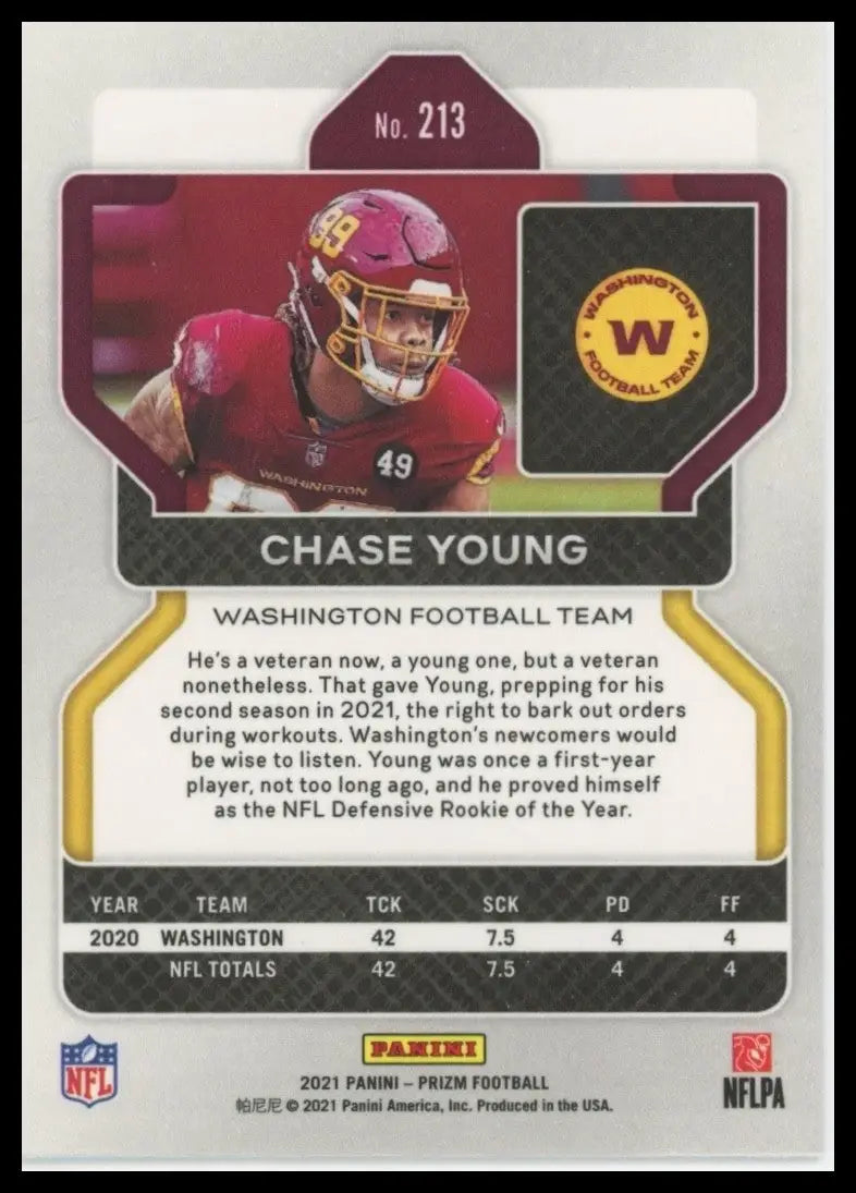 2021 Panini Prizm - Chase Young #213 - Football Card Single