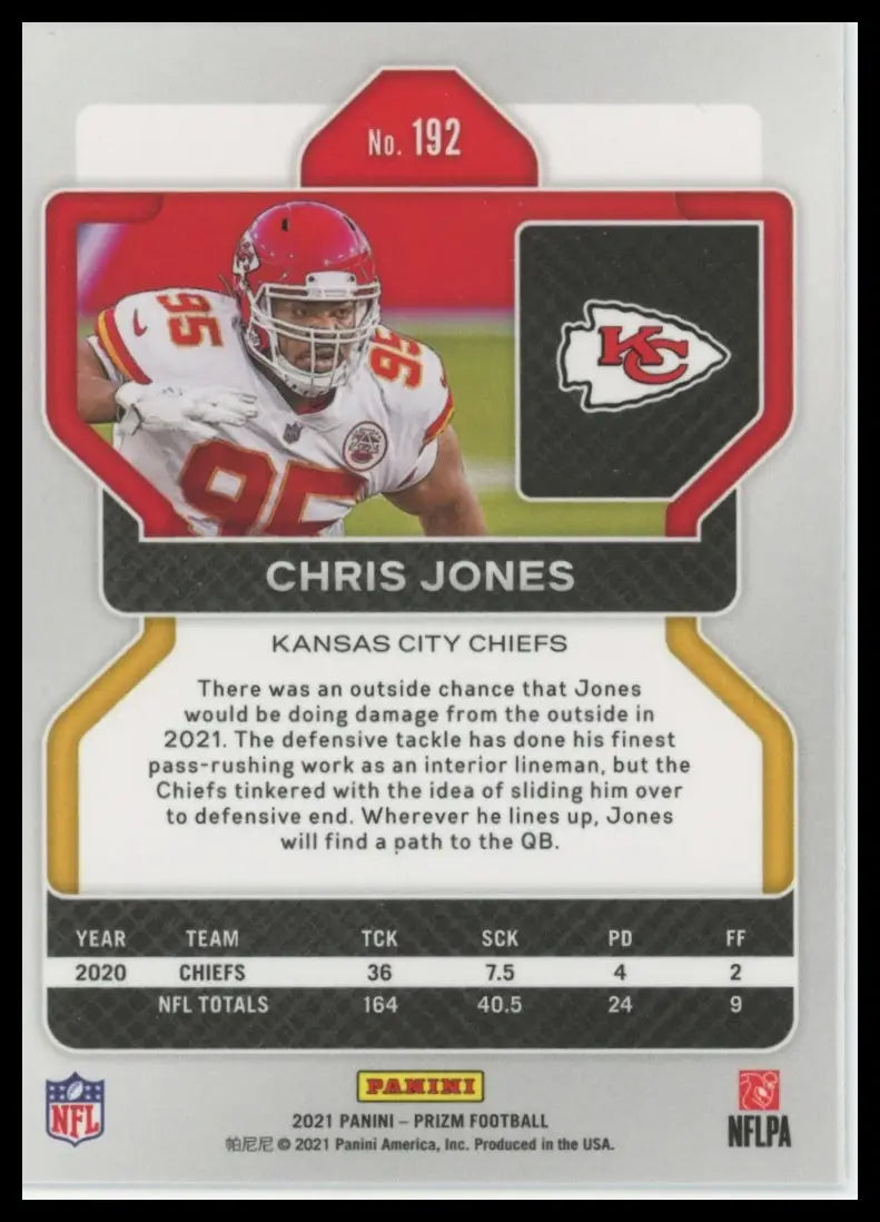 2021 Panini Prizm Chris Jones 192 Kansas City Chiefs NM - Football Card Single