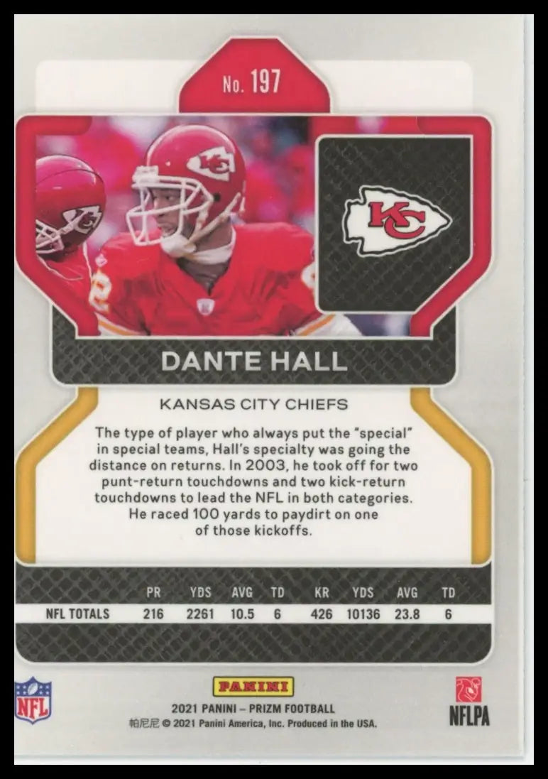 2021 Panini Prizm Dante Hall 197 Kansas City Chiefs NM - Football Card Single