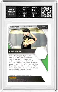 Graded Eric Silva baseball card 2021 Panini Prizm DP Eric auto hyper green yellow arena