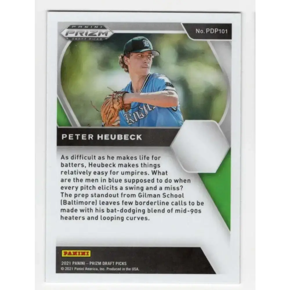 2021 Panini Prizm Draft Picks #101 Peter Heubeck NM-MT High School Baseball Card - Baseball Card Single