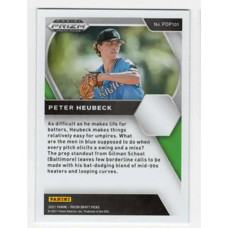 2021 Panini Prizm Draft Picks #101 Peter Heubeck NM-MT High School Baseball Card - Baseball Card Single