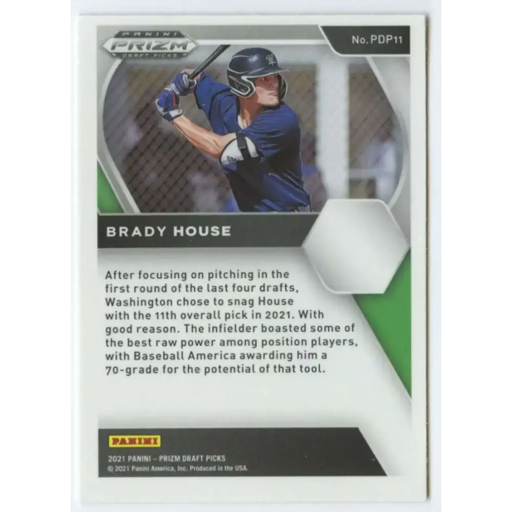 2021 Panini Prizm Draft Picks #11 Brady House NM-MT High School Baseball Card - Baseball Card Single