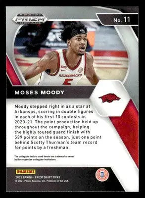 2021 Panini Prizm Draft Picks #11 Moses Moody - Basketball Card Single