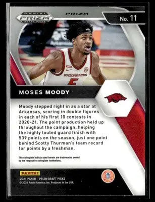 2021 Panini Prizm Draft Picks #11 Moses Moody Red Ice - Basketball Card Single
