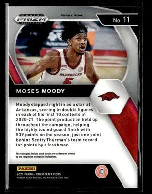 2021 Panini Prizm Draft Picks #11 Moses Moody Silver - Basketball Card Single