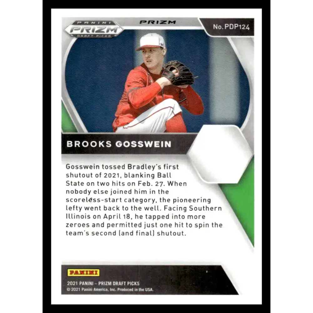 2021 Panini Prizm Draft Picks #124 Brooks Gosswein NM-MT Bradley Braves Baseball Card - Baseball Card Single