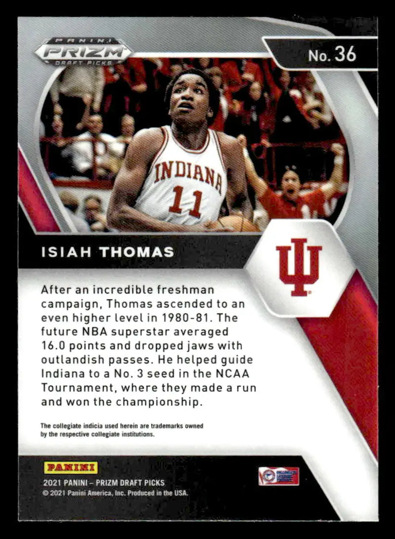 2021 Panini Prizm Draft Picks #36 Isiah Thomas - Basketball Card Single