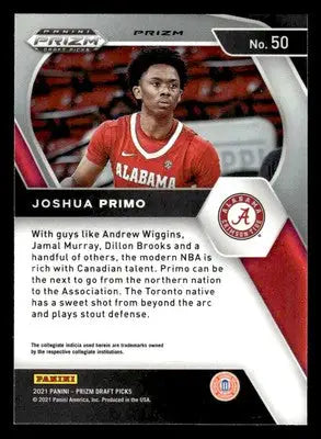 2021 Panini Prizm Draft Picks #50 Joshua Primo Red Ice - Basketball Card Single