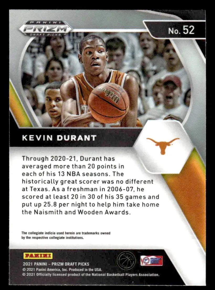 2021 Panini Prizm Draft Picks #52 Kevin Durant - Basketball Card Single