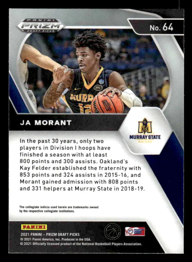 2021 Panini Prizm Draft Picks #64 Ja Morant Murray St - Basketball Card Single