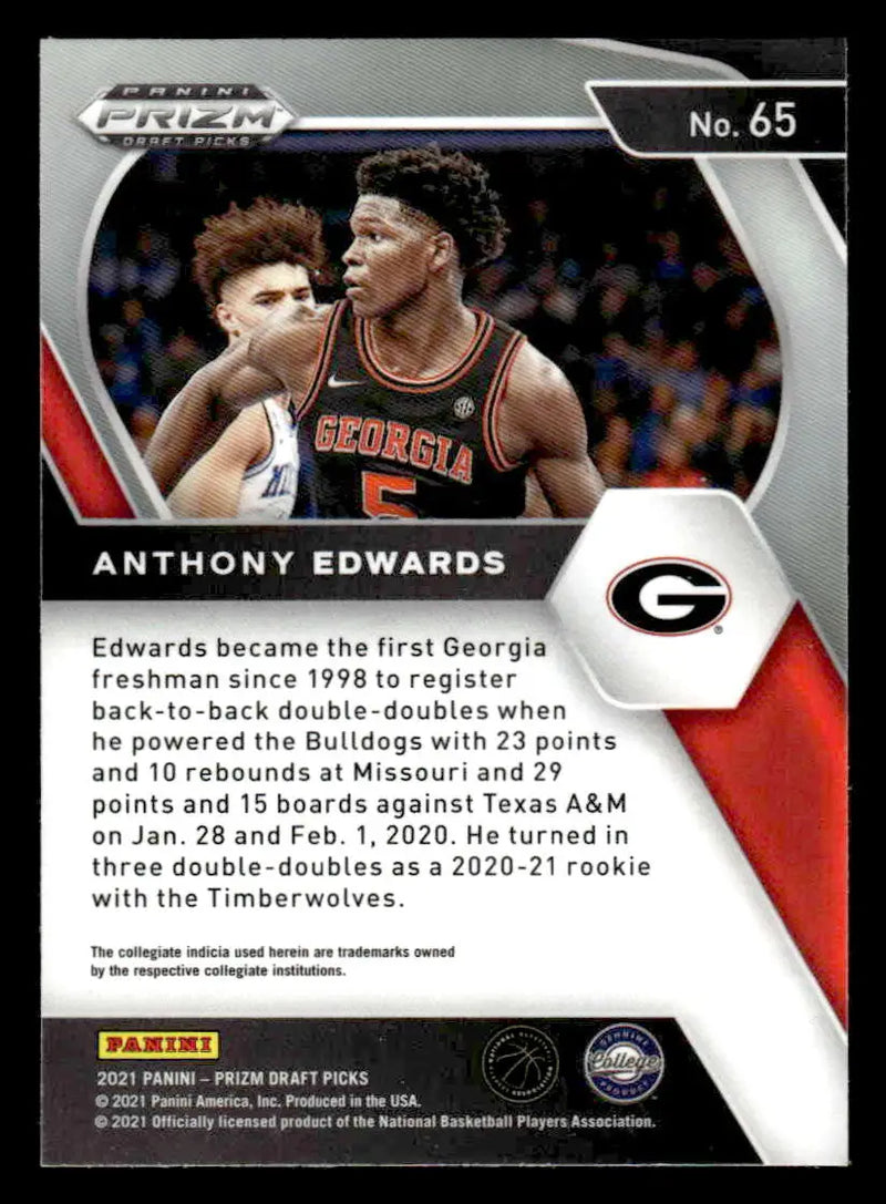 2021 Panini Prizm Draft Picks #65 Anthony Edwards - Basketball Card Single