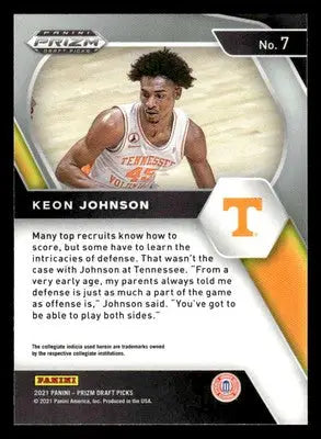2021 Panini Prizm Draft Picks #7 Keon Johnson - Basketball Card Single