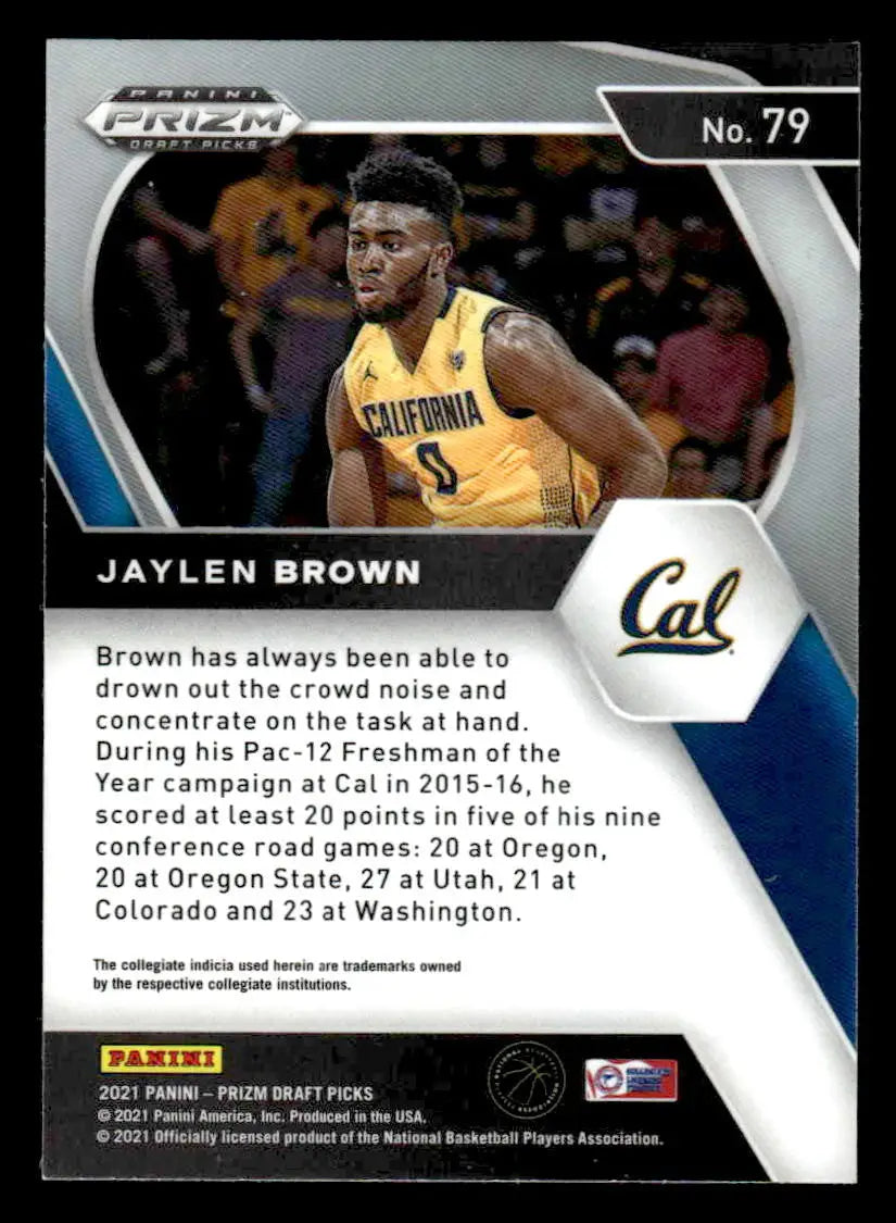 2021 Panini Prizm Draft Picks #79 Jaylen Brown Base Cal - Basketball Card Single