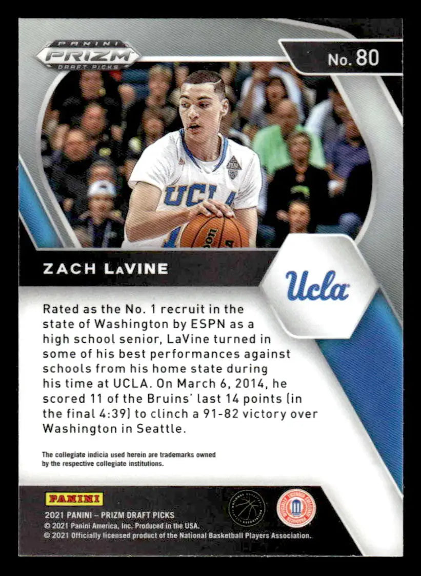 2021 Panini Prizm Draft Picks #80 Zach LaVine - Basketball Card Single