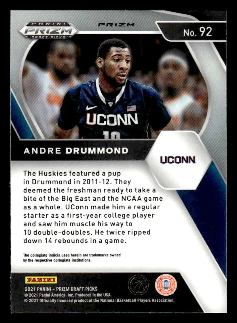 2021 Panini Prizm Draft Picks #92 Andre Drummond Red Ice UCONN - Basketball Card Single