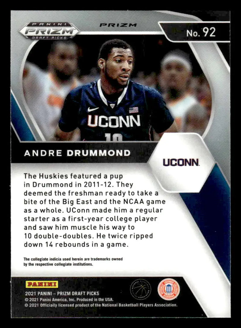 2021 Panini Prizm Draft Picks #92 Andre Drummond Red Ice UCONN - Basketball Card Single