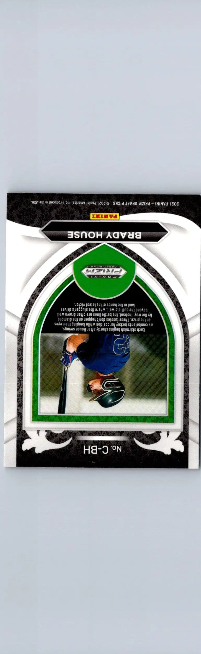 Brady House baseball card from 2021 Panini Prizm Draft Picks Crusade Silver Prizm