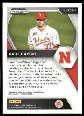 2021 Panini Prizm Draft Picks Cade Povich #PDP98 Baseball - Baseball Card Single