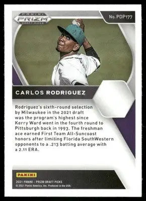 2021 Panini Prizm Draft Picks Carlos Rodriguez #PDP177 Baseball - Baseball Card Single