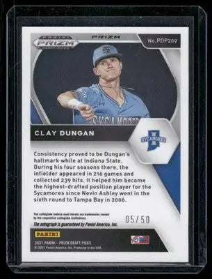 2021 Panini Prizm Draft Picks Clay Dungan #PDP209 05/50 Baseball - Baseball Card Single