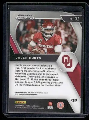 2021 Panini Prizm Draft Picks Jalen Hurts #32 Football - Football Card Single