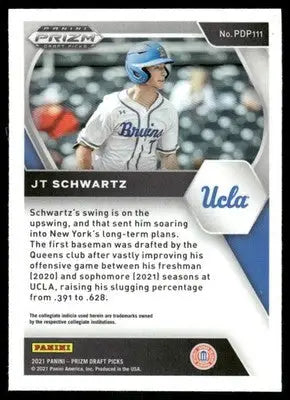 2021 Panini Prizm Draft Picks JT Schwartz #PDP111 Baseball - Baseball Card Single