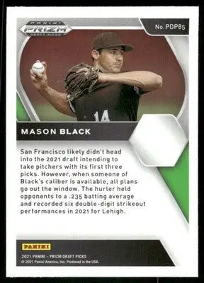 2021 Panini Prizm Draft Picks Mason Black #PDP85 Baseball - Baseball Card Single