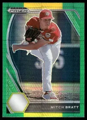 2021 Panini Prizm Draft Picks Mitch Bratt #PDP134 Green Baseball - Baseball Card Single