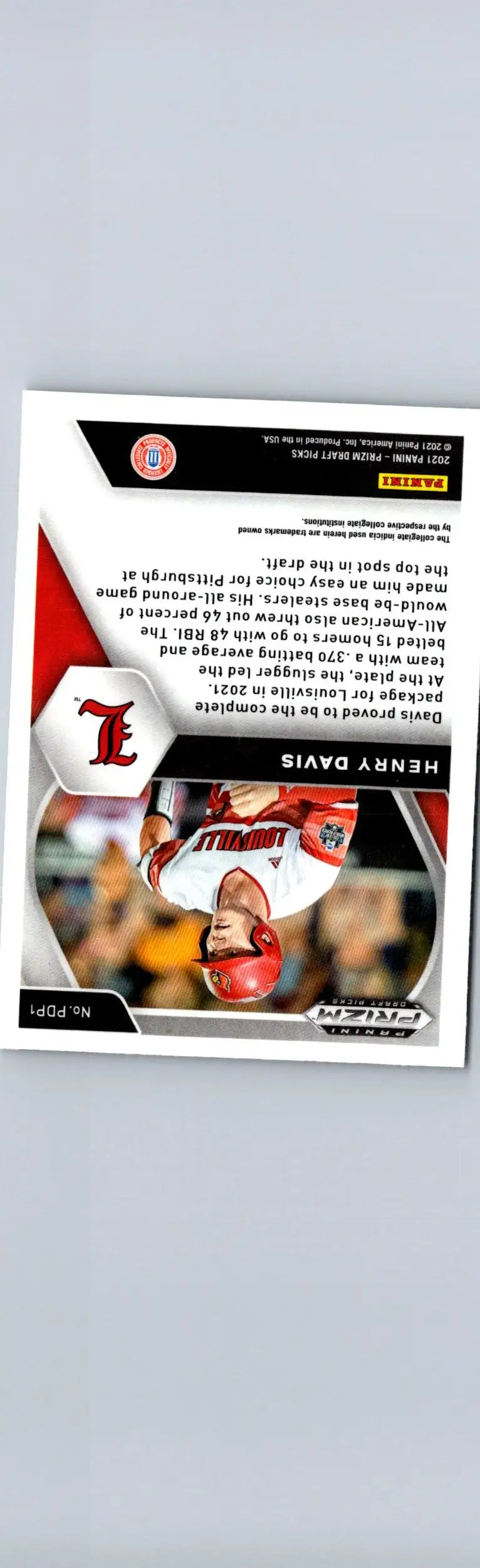 Henry Davis baseball card from 2021 Panini Prizm Draft Picks series