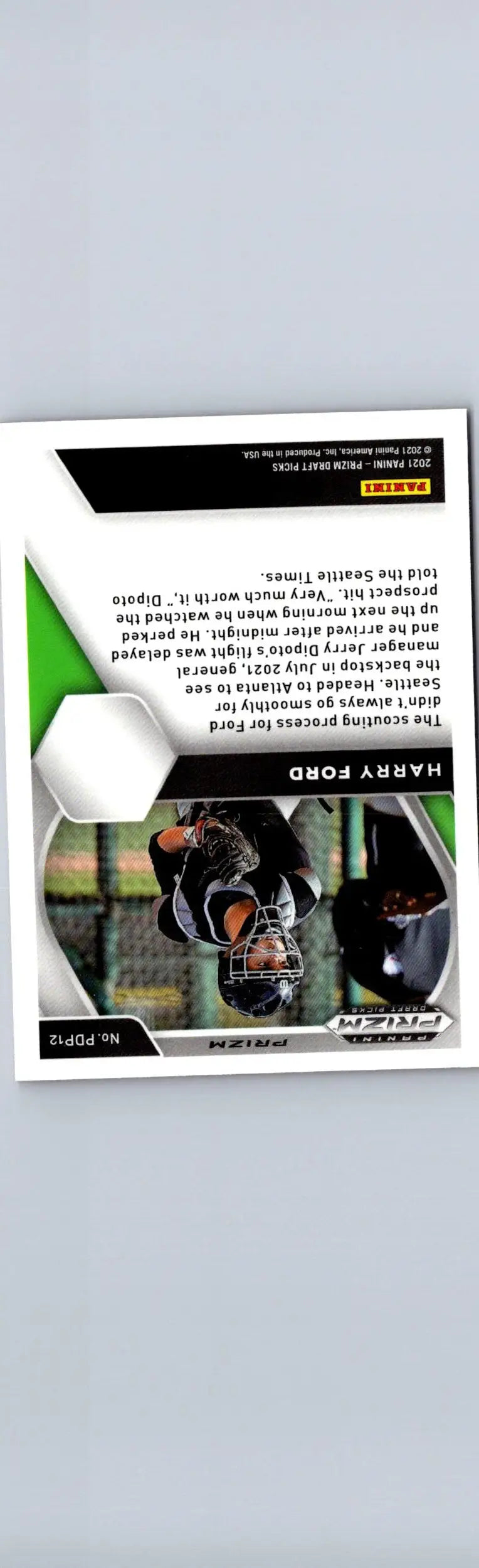 Harry Ford baseball card from Panini Prizm Draft Picks 2021 Pink Velocity Prizm