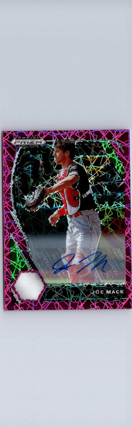 Signed Joe Mack baseball card from Panini Prizm Draft Picks Pink Velocity Prizm