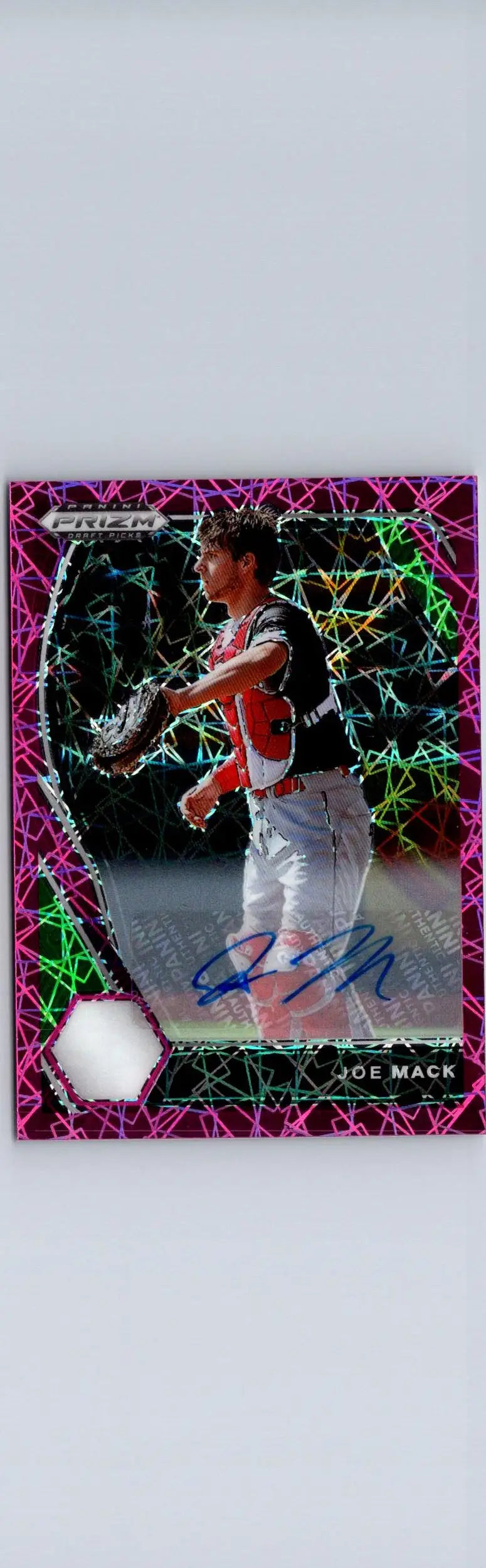 Signed Joe Mack baseball card from Panini Prizm Draft Picks Pink Velocity Prizm