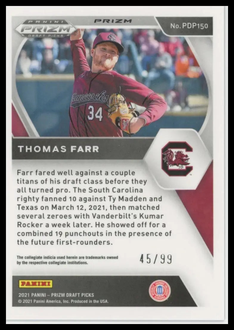 2021 Panini Prizm Draft Picks - Red Donut Circles Thomas Farr PDP150 /99 NM - Baseball Card Single