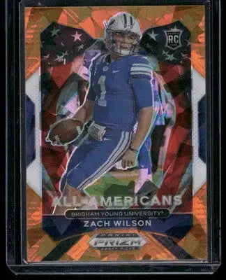 2021 Panini Prizm Draft Picks Zach Wilson #182 Orange Cracked Ice RC Football - Football Card Single