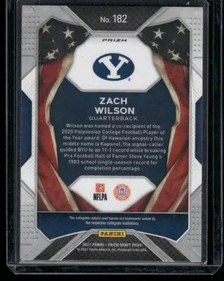2021 Panini Prizm Draft Picks Zach Wilson #182 Orange Cracked Ice RC Football - Football Card Single