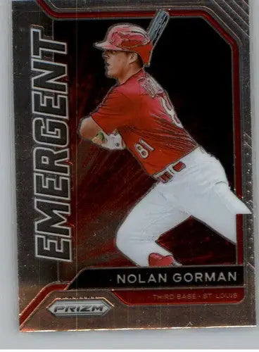 Original gloss Nolan Gorman baseball card from Panini Prizm Emergent series