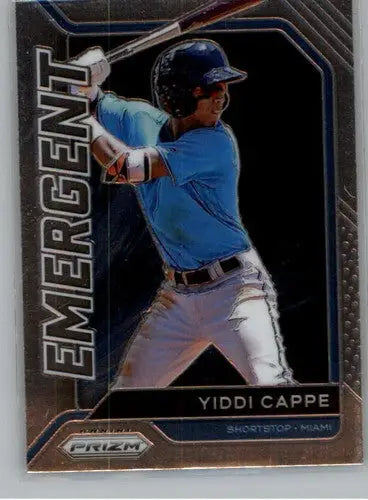 Yiddi Cappe Panini Prizm Emergent baseball card from 2021 Panini Prizm series