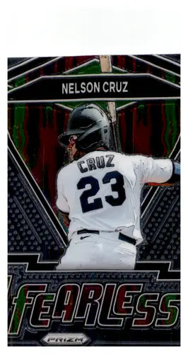 Baseball card from 2021 Panini Prizm Fearless Nelson Cruz Twins NM-MT