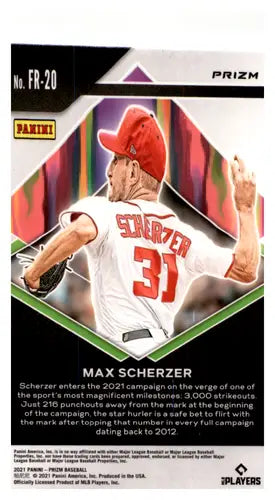 2021 Panini Prizm Fearless Pink Prizm Max Scherzer baseball card NM-MT Nationals