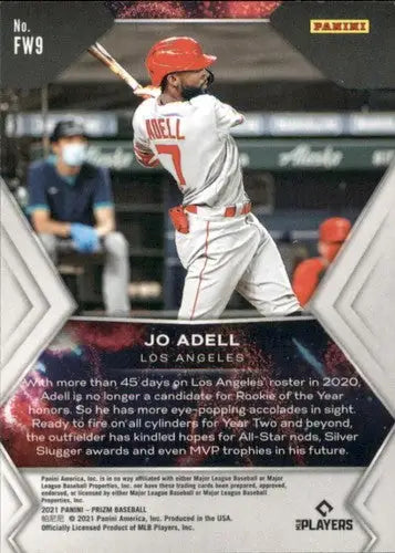 Baseball trading card featuring Jo Adell from Panini Prizm Fireworks 2021 series