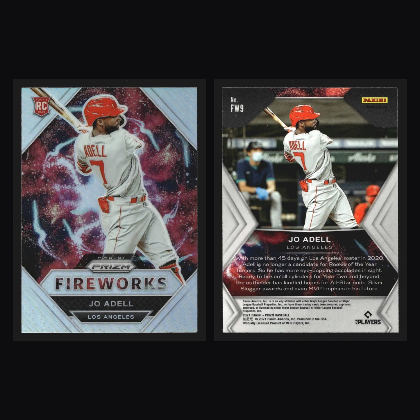 2021 Panini Prizm Fireworks #FW9 Jo Adell Silver Prizm Angels RC - Baseball Card Single