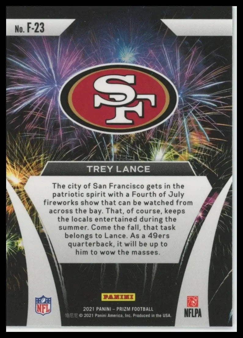 2021 Panini Prizm Fireworks Trey Lance Rookie #F-23 San Francisco 49ers Football