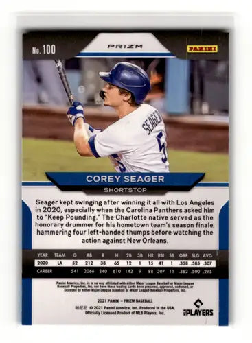 2021 Panini Prizm Green Prizm Corey Seager Dodgers baseball card NM-MT