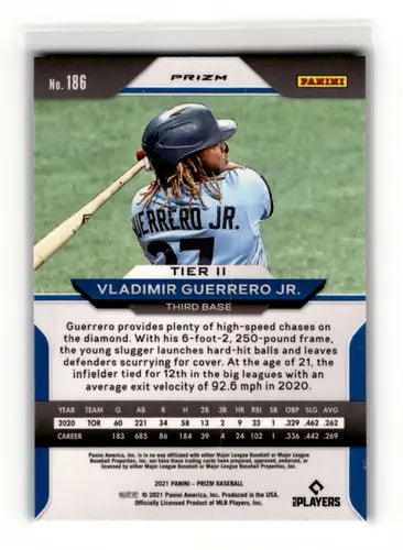 2021 Panini Prizm Green Prizm #186 Vladimir Guerrero Jr. NM-MT Blue Jay ID:52462 - Baseball Card Single