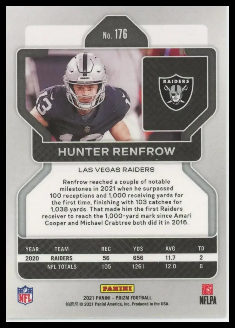 2021 Panini Prizm Hunter Renfrow 176 Las Vegas Raiders NM - Football Card Single