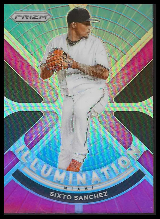 2021 Panini Prizm #IL-2 Sixto Sanchez Illumination Pink Prizm Miami Marlins - Baseball Card Single